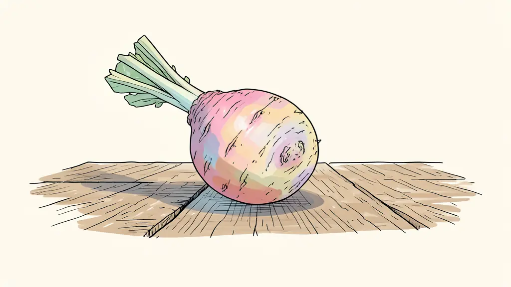 Un tubercule d'ulluco coloré posé sur une table en bois rustique