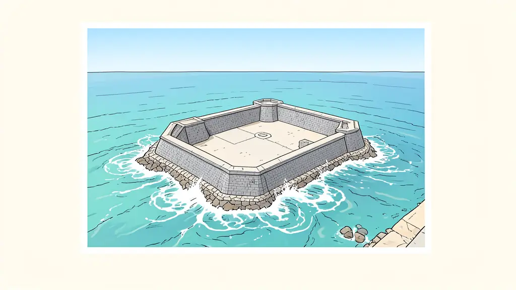 Vue aérienne du fort Boyard entouré par les eaux turquoise de l'océan Atlantique
