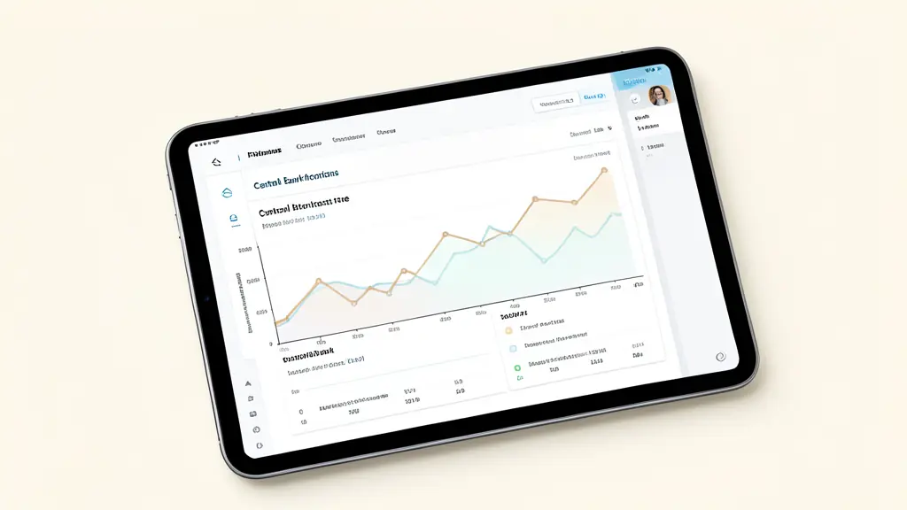 Tableau de bord financier sur tablette affichant un graphique linéaire des indices d'inflation
